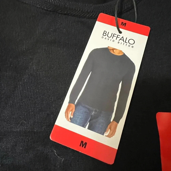 NEW Buffalo David Bitton Crewneck Sweater Medium - Navy Blue - Picture 3 of 5